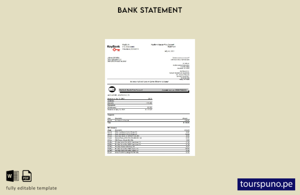 listo para imprimir plantilla de Excel de extracto bancario de KeyBank de Ohio d